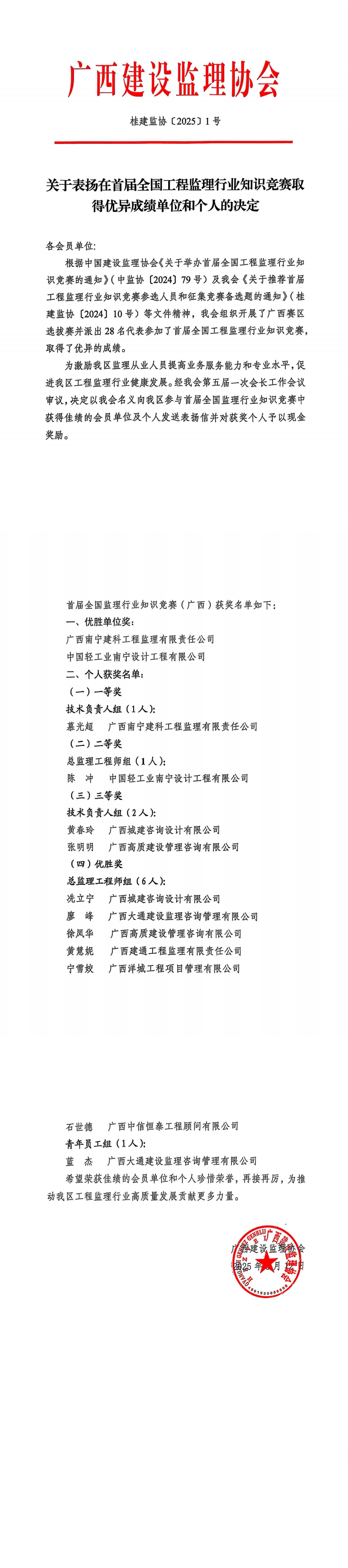 桂建監(jiān)協(xié)〔2025〕1號(hào)關(guān)于表?yè)P(yáng)在首屆全國(guó)工程監(jiān)理行業(yè)知識(shí)競(jìng)賽取得優(yōu)異成績(jī)單位和個(gè)人的決定_00.png